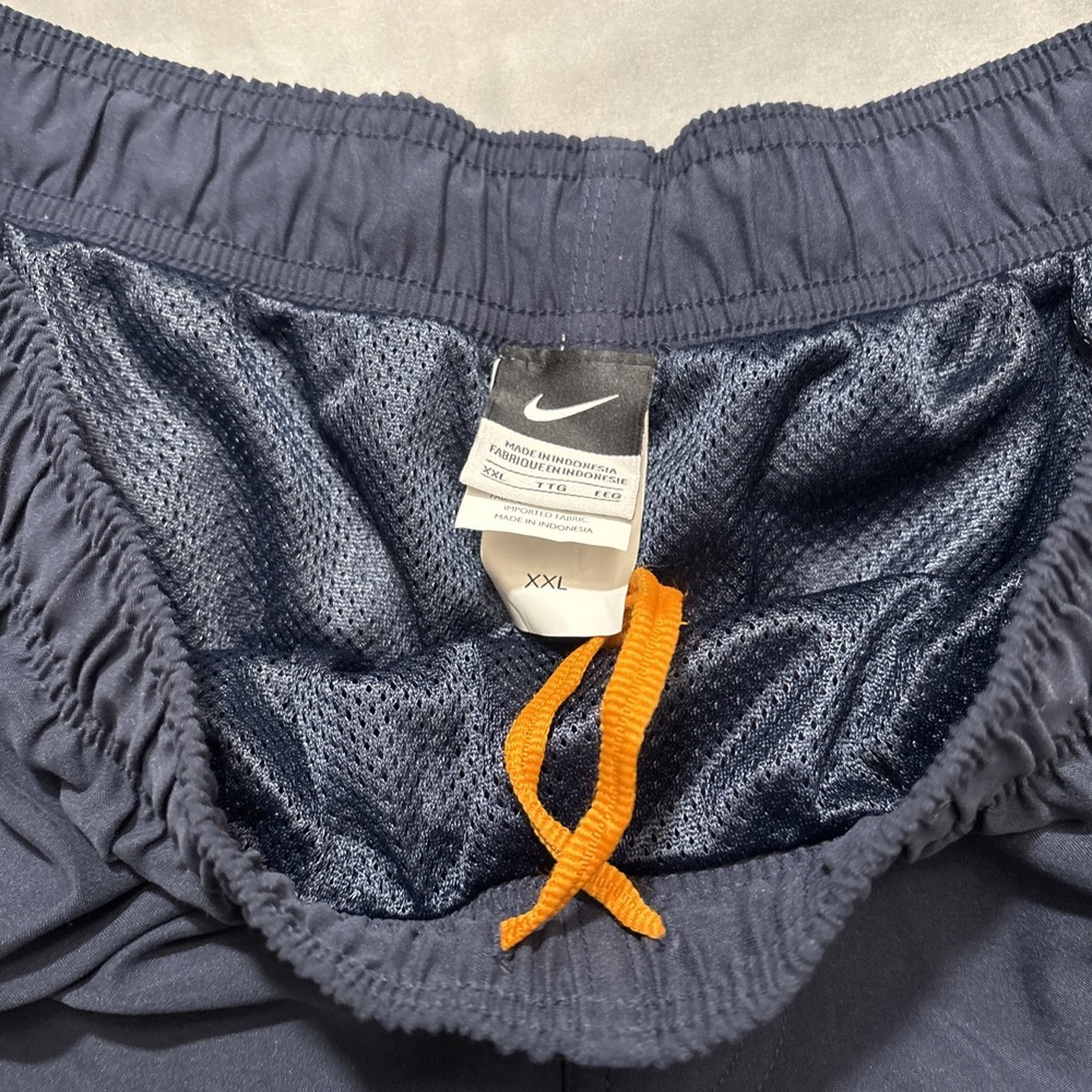 NWT VTG Nike Swim Trunks Shorts Mens XXL Navy Blue Y2K Lined 4" - Picture 5 of 11